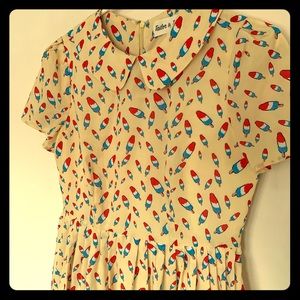 Tucker Women’s Cream Rocket Print Mini Dress